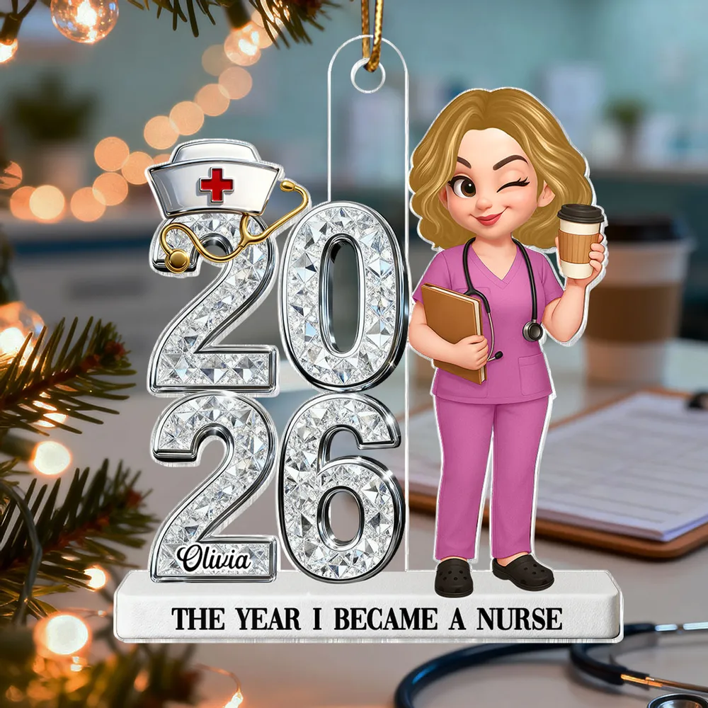 Personalized Acrylic Ornament New Nurse Graduation Keepsake With Shiny Year Design Cute RN Gift For Her - Image 2