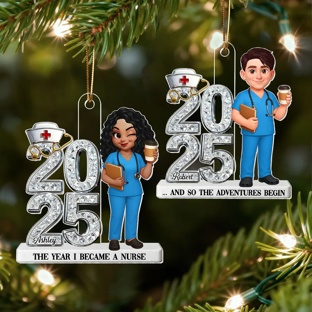 Personalized Acrylic Ornament New Nurse Graduation Keepsake With Shiny Year Design Cute RN Gift For Her - Image 3
