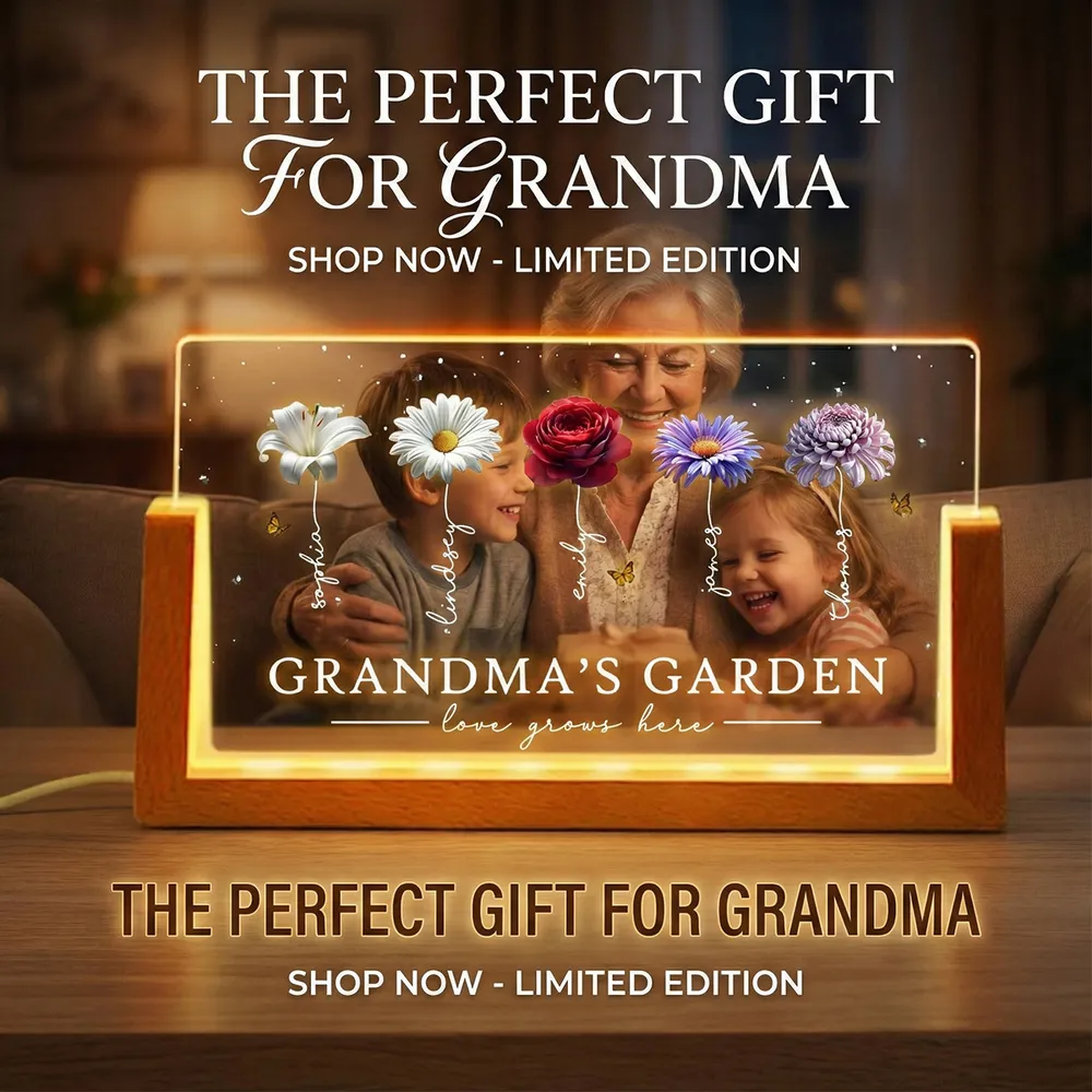 Personalized Grandma's Garden LED Light Frame With Birth Flowers, Cozy Nightstand Glow, Unique Gift For Grandma - Image 5