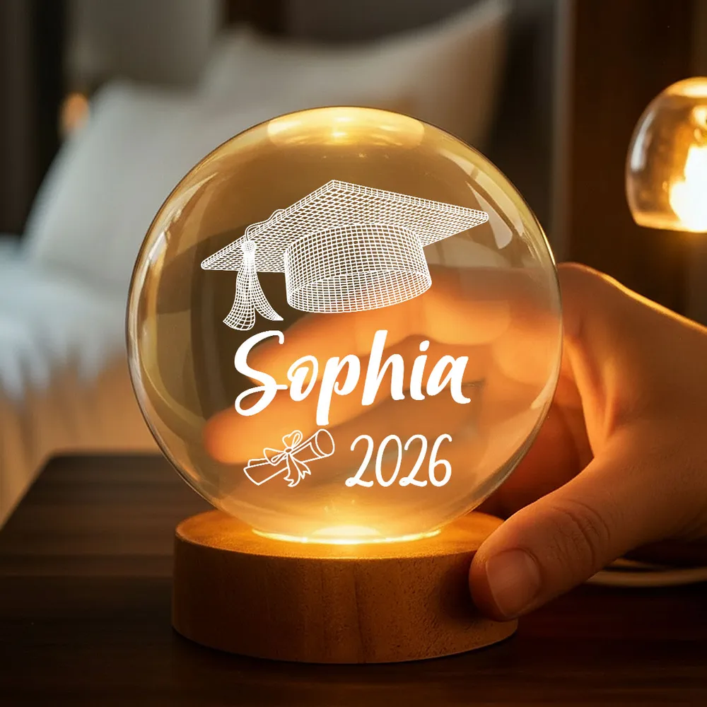 Personalized Globe Lamp With Graduation Cap Illusion Night Light, Unique Graduation Gift Keepsake - Image 2