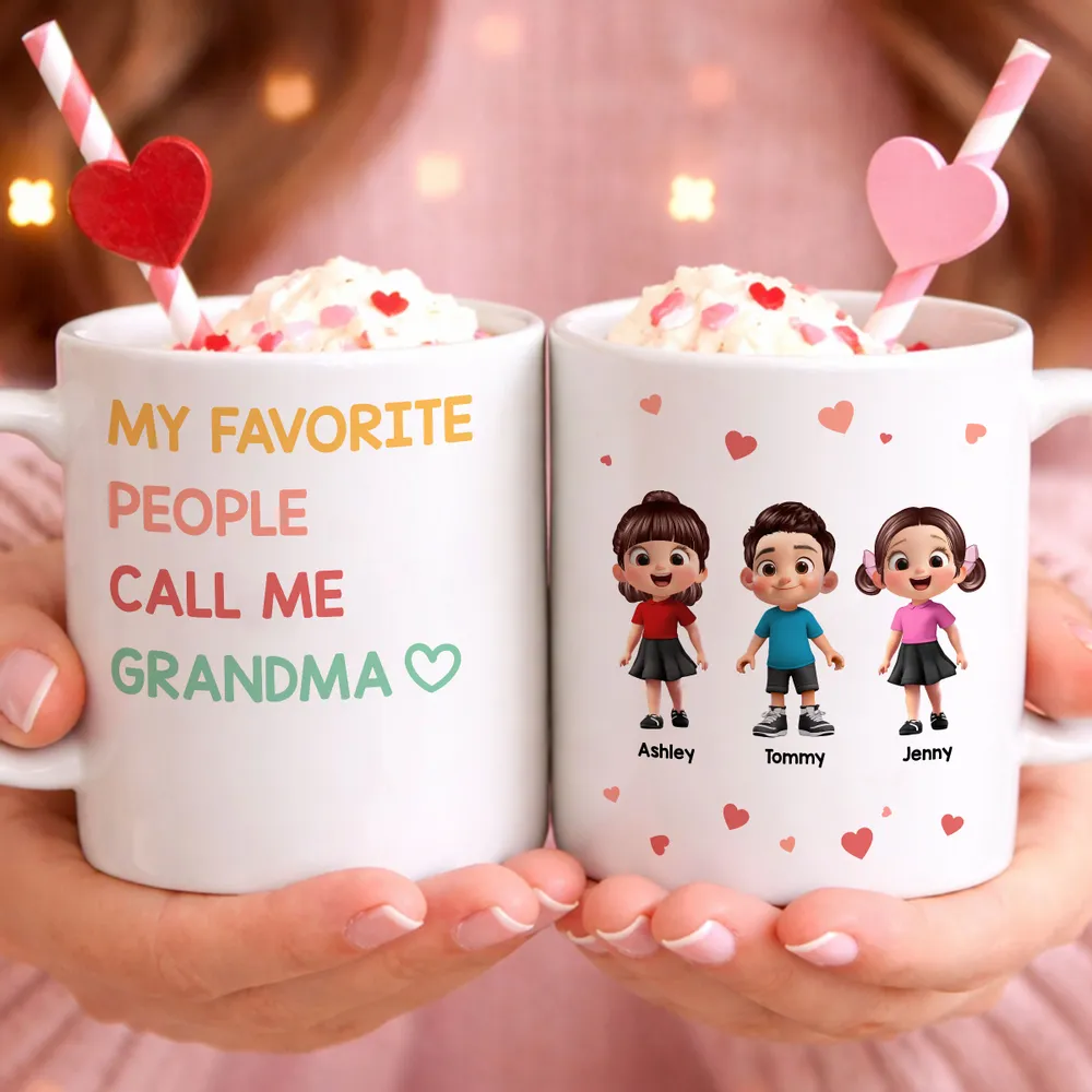 Personalized Ceramic Mug 'My Favorite People Call Me Grandma' Cute Kids Design Unique Gift for Grandma - Image 2