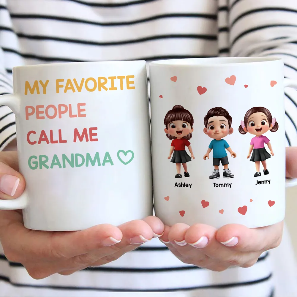 Personalized Ceramic Mug 'My Favorite People Call Me Grandma' Cute Kids Design Unique Gift for Grandma - Image 7
