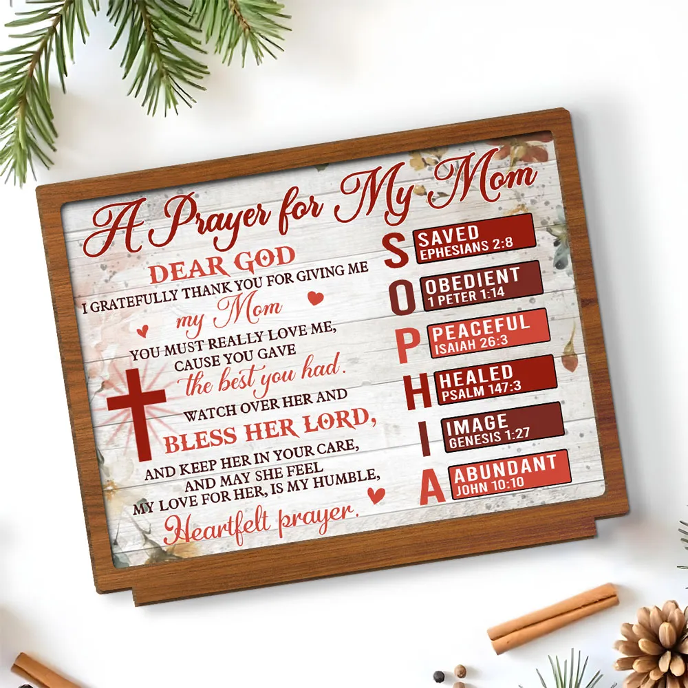 Personalized A Prayer for My Mom 2-Layer Wooden Plaque for Tabletop Display, Heartfelt Christian Gift for Mom - Image 5