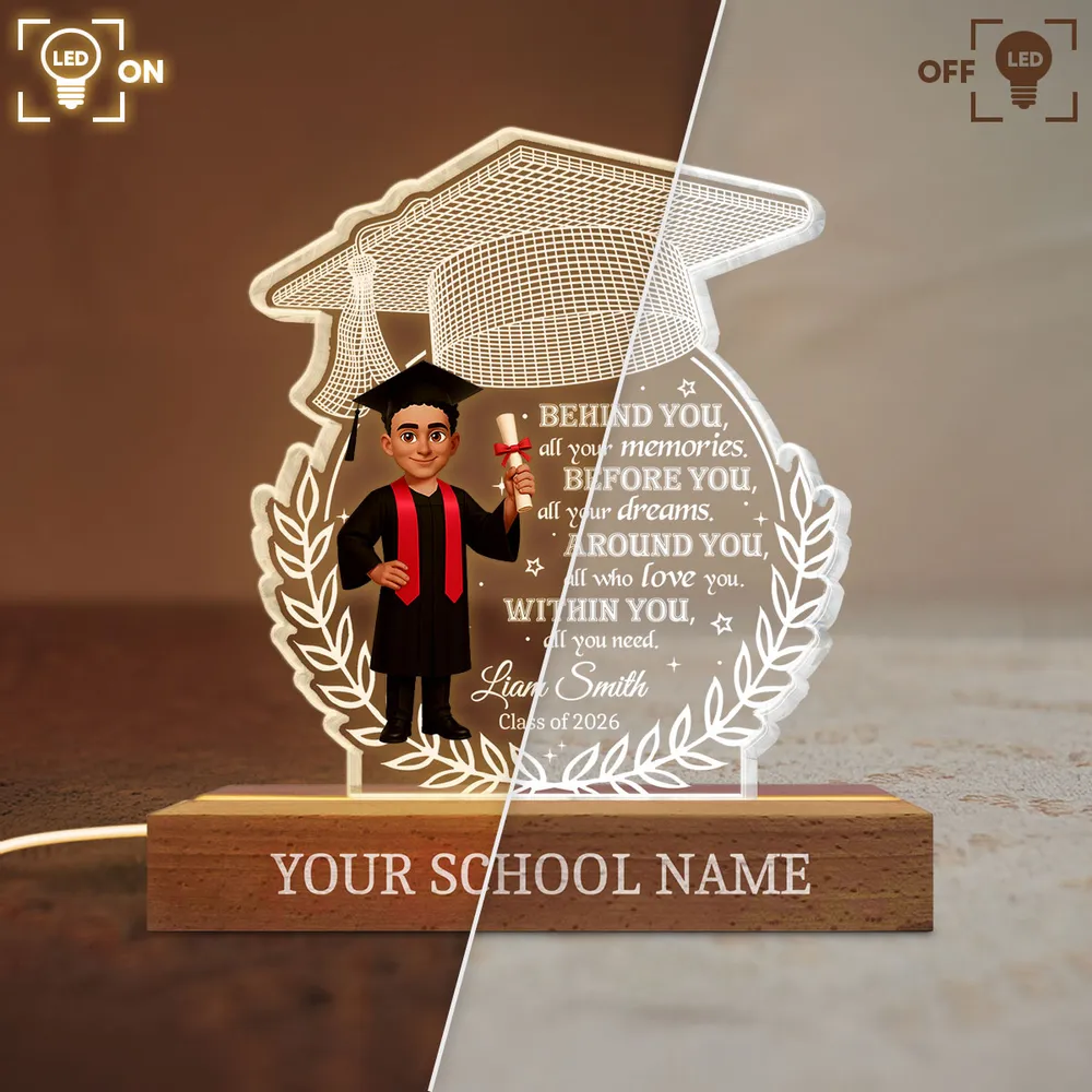 Shaped Acrylic Block LED Plaque Graduation Cap Quote, Warm Glow Desk Decor, Unique Creative Gift For Senior Grad - Image 2