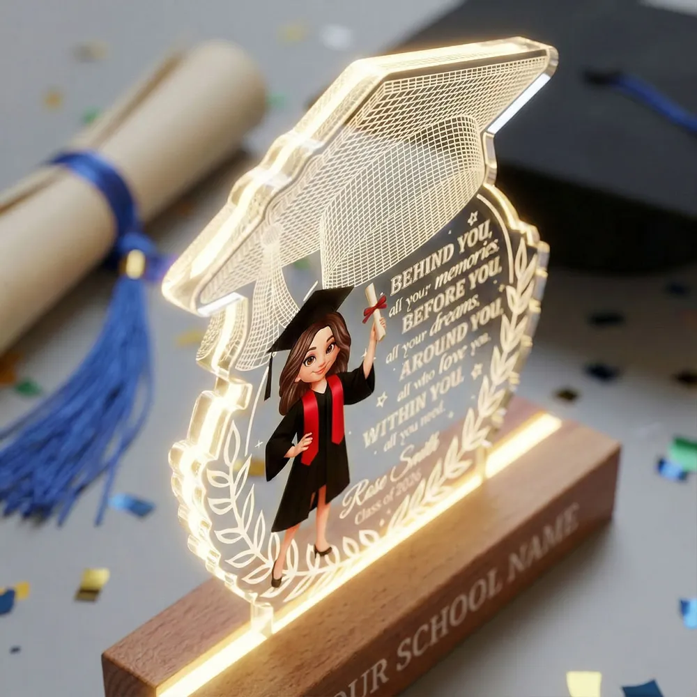 Shaped Acrylic Block LED Plaque Graduation Cap Quote, Warm Glow Desk Decor, Unique Creative Gift For Senior Grad - Image 6