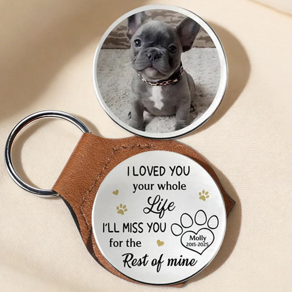 Pet Memorial Pocket Hug with Custom Photo Keychain A Small Daily Comfort Token 'I'll Miss You for the Rest of Mine' Gift
