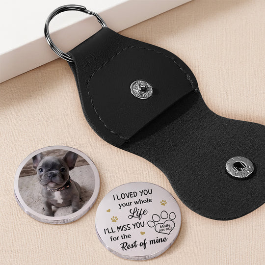 Pet Memorial Pocket Hug with Custom Photo Keychain A Small Daily Comfort Token 'I'll Miss You for the Rest of Mine' Gift - Image 3