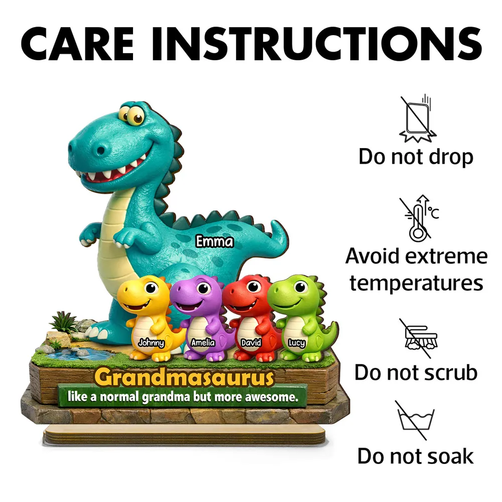 2-Layer Wooden Plaque Personalized Grandmasaurus With Cute Dino Kids - Sweet Living Room or Nursery Display, Creative Gift for Grandma - Image 8