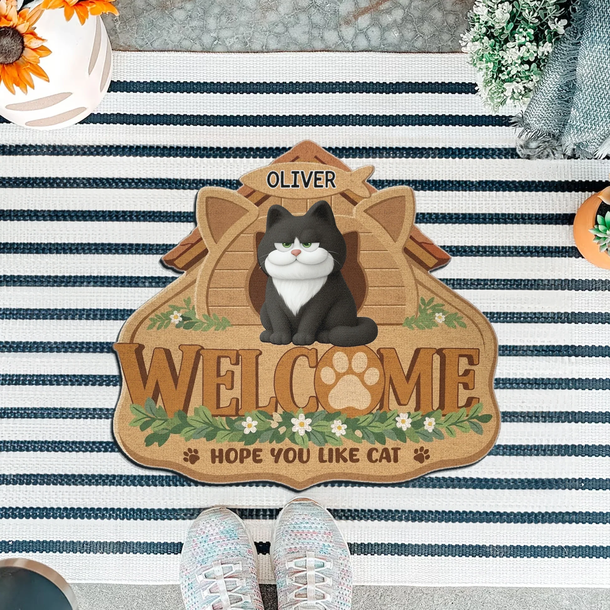 Personalized Shaped Doormat with Cat and Paw Print Welcome Home Gift for Cat Lovers, Cute Entryway Decor - Image 5