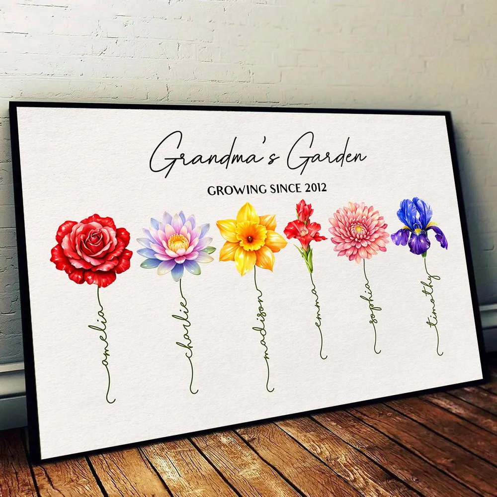 Personalized Grandma's Garden Birth Month Flower Poster, Vibrant Wall Art Keepsake, Unique Gift for Grandma - Image 6