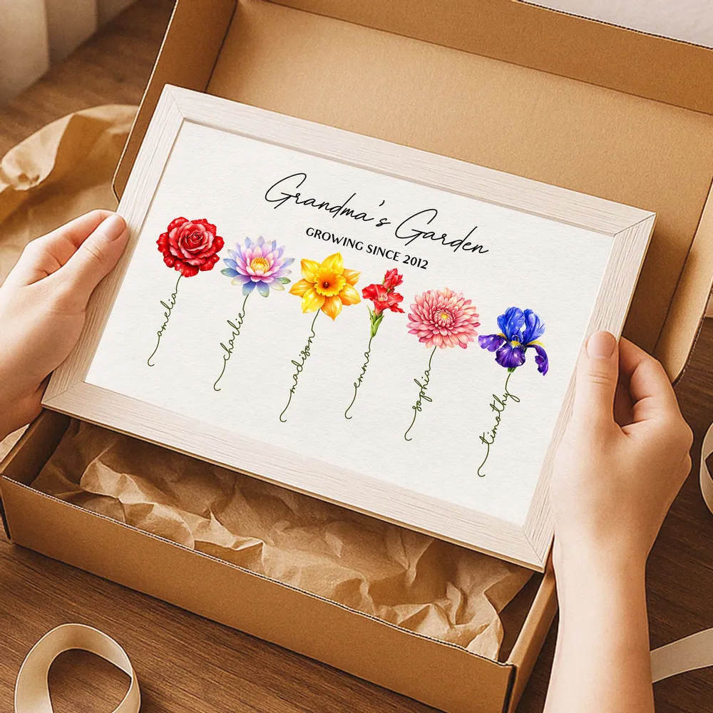Personalized Grandma's Garden Birth Month Flower Poster, Vibrant Wall Art Keepsake, Unique Gift for Grandma - Image 7