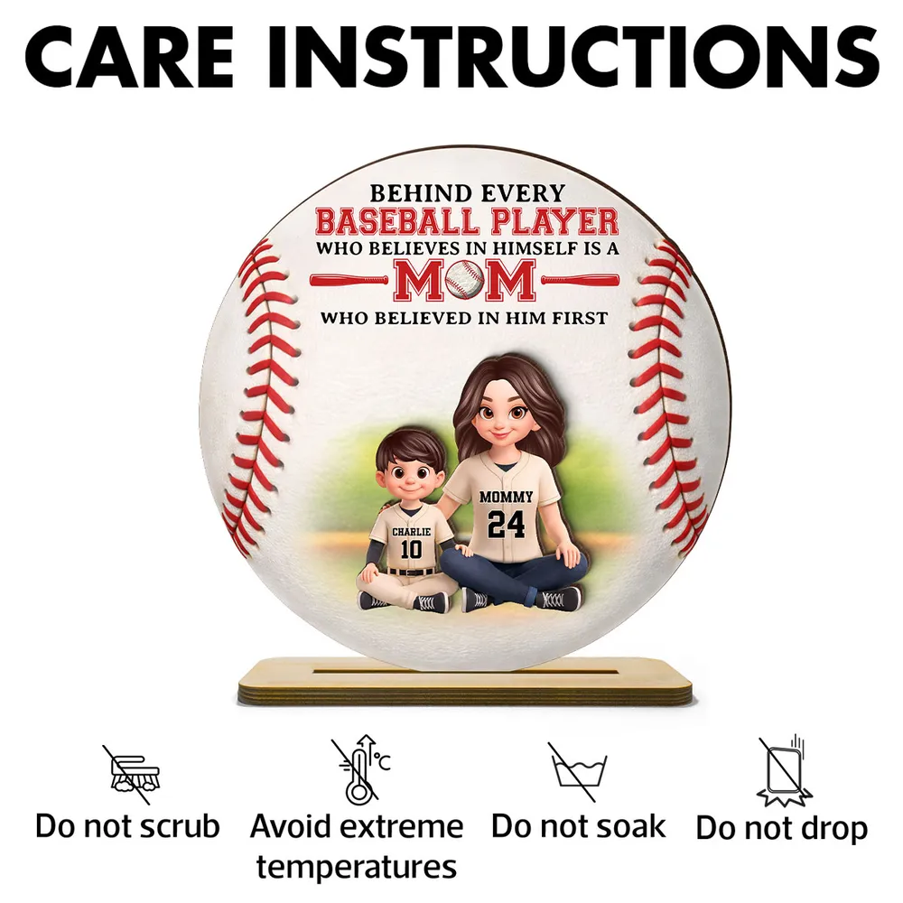 Personalized 2-Layer Wooden Plaque Baseball Mom Quote Gift for Mom, Sweet Baseball Keepsake for Living Room Display - Image 5