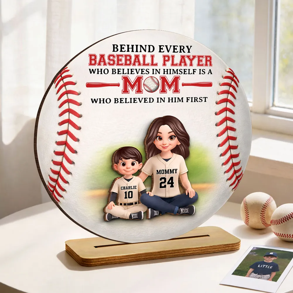 Personalized 2-Layer Wooden Plaque Baseball Mom Quote Gift for Mom, Sweet Baseball Keepsake for Living Room Display - Image 6