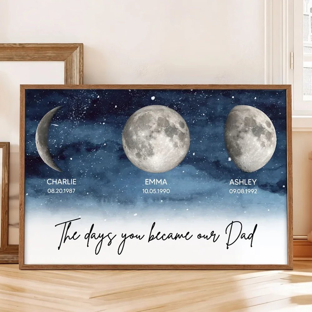 Custom Starry Night Poster Moon Phases for Dad A Meaningful Family Keepsake Wall Decor Gift