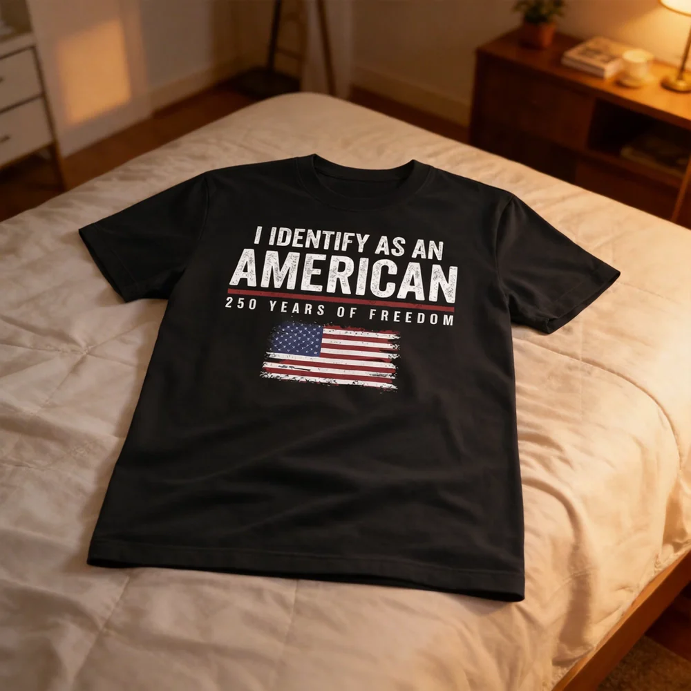 Personalized Classic Tee I Identify As An American 250 Years Of Freedom Flag Graphic - Unique Patriotic Gift For Him Or Her - Image 3