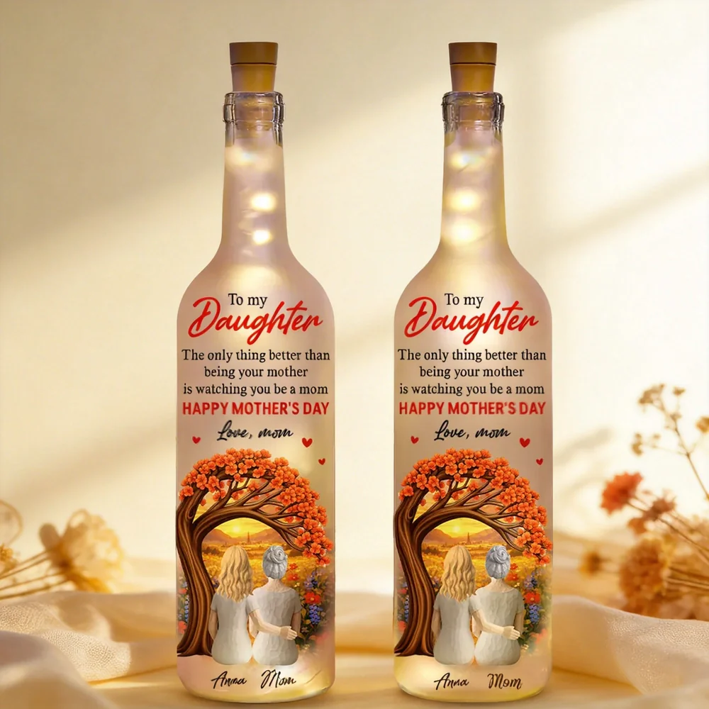 Personalized Bottle Lamp for Daughter from Mom, Warm Glow Mother-Daughter Gift, Watching You Be A Mom Keepsake - Image 2