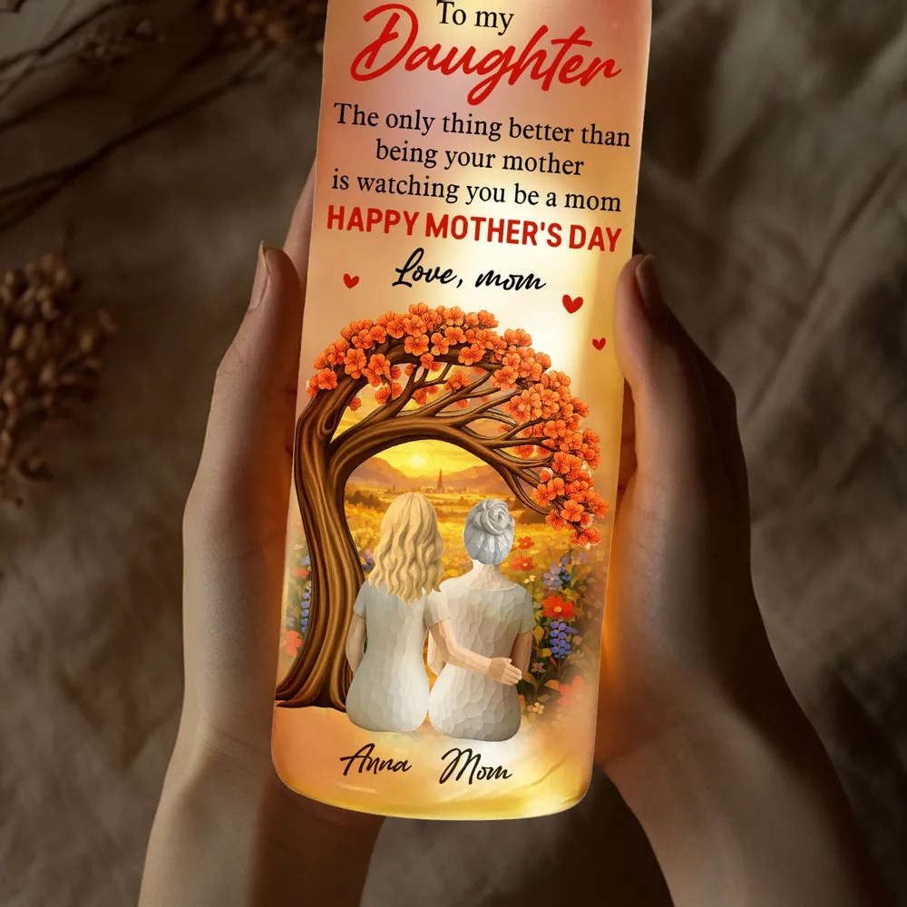 Personalized Bottle Lamp for Daughter from Mom, Warm Glow Mother-Daughter Gift, Watching You Be A Mom Keepsake - Image 3