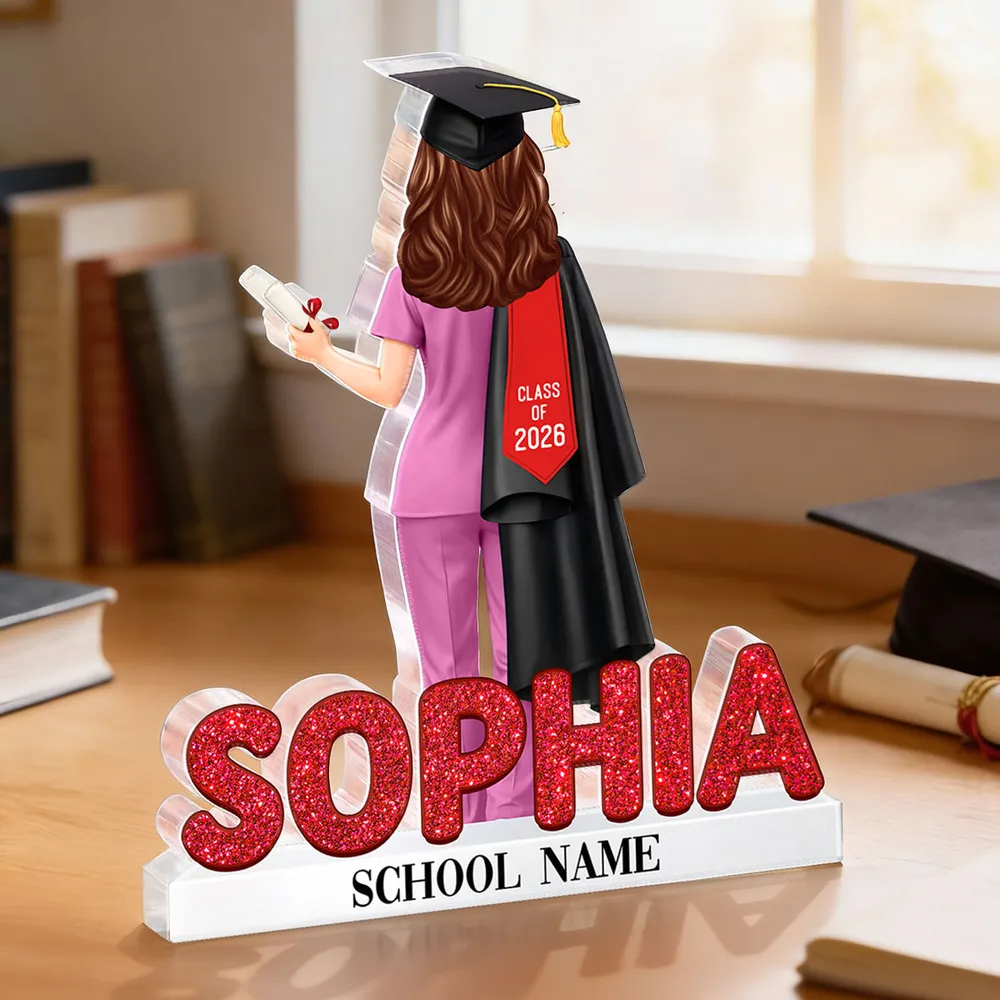 Personalized Shaped Acrylic Block Plaque for Nurse Graduation, Class Design Keepsake, Unique Gift for Her - Image 3