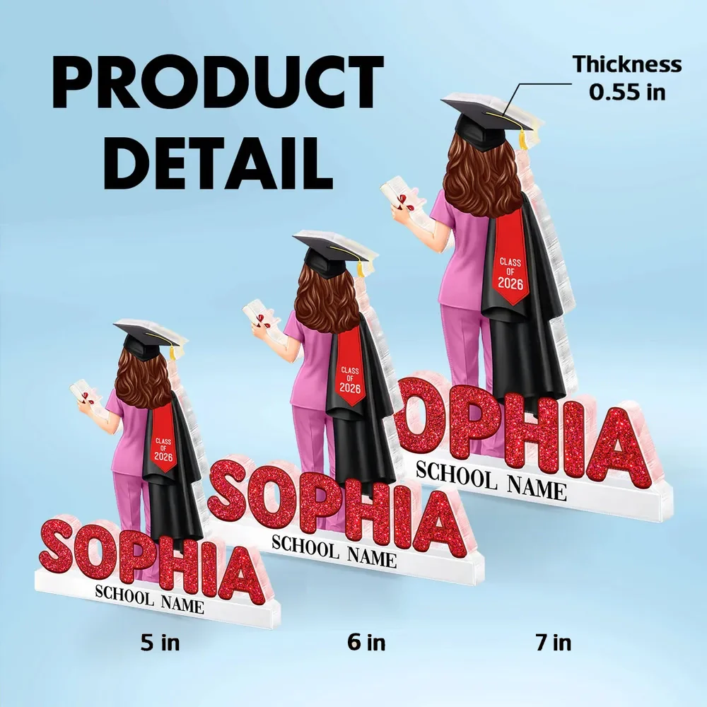Personalized Shaped Acrylic Block Plaque for Nurse Graduation, Class Design Keepsake, Unique Gift for Her - Image 4