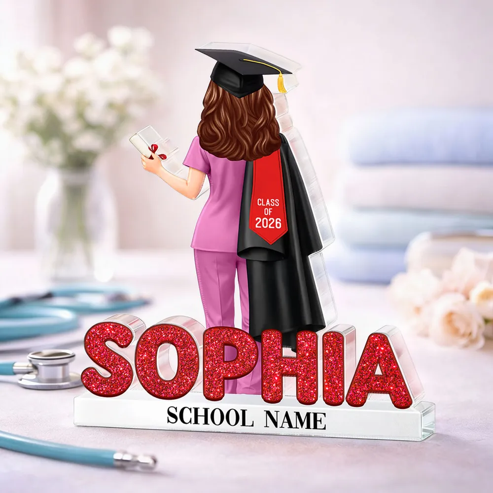 Personalized Shaped Acrylic Block Plaque for Nurse Graduation, Class Design Keepsake, Unique Gift for Her - Image 6