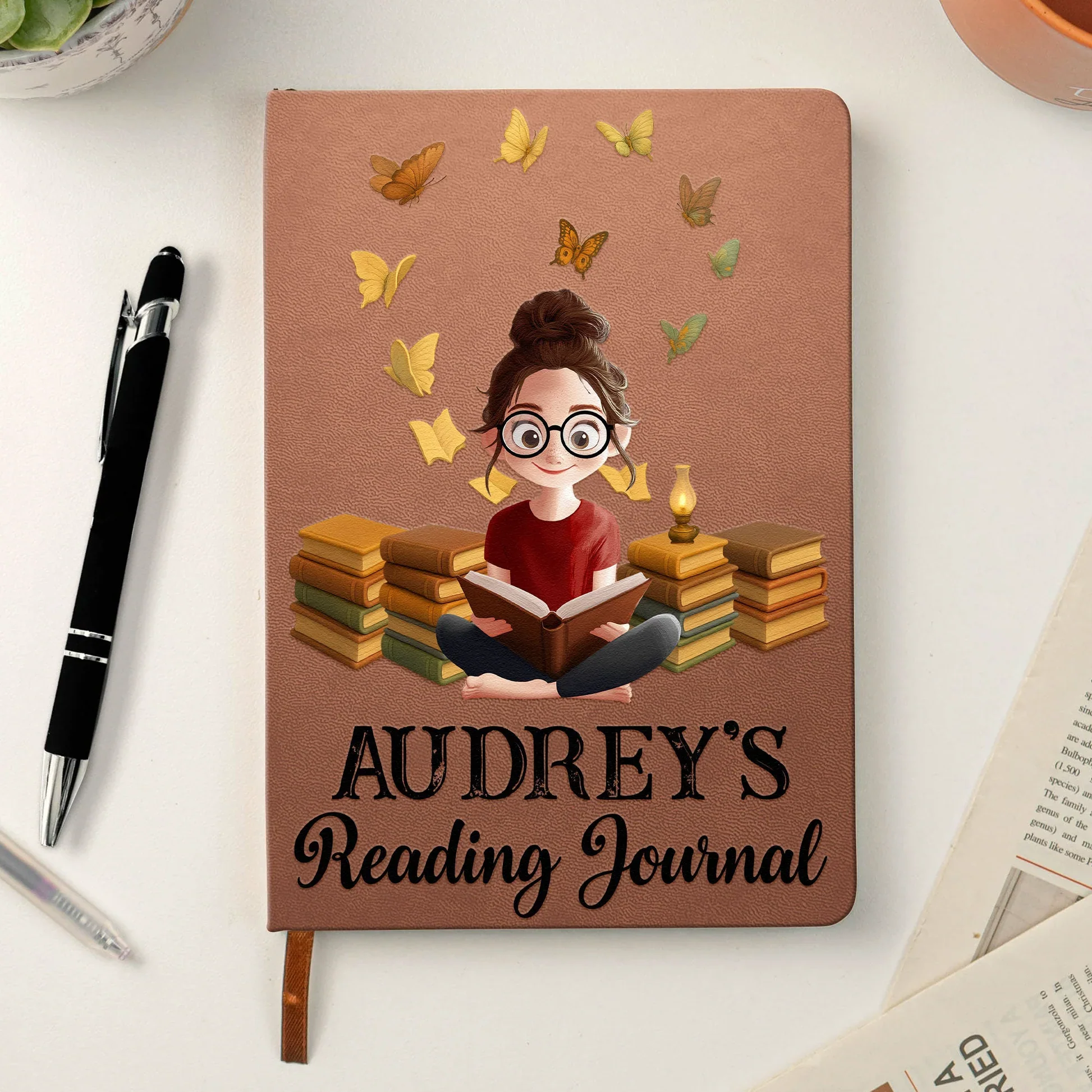 Reading Journal Leather Journal, Personalized Name Cover, Cozy Bookish Gift for Her and Avid Readers - Image 2