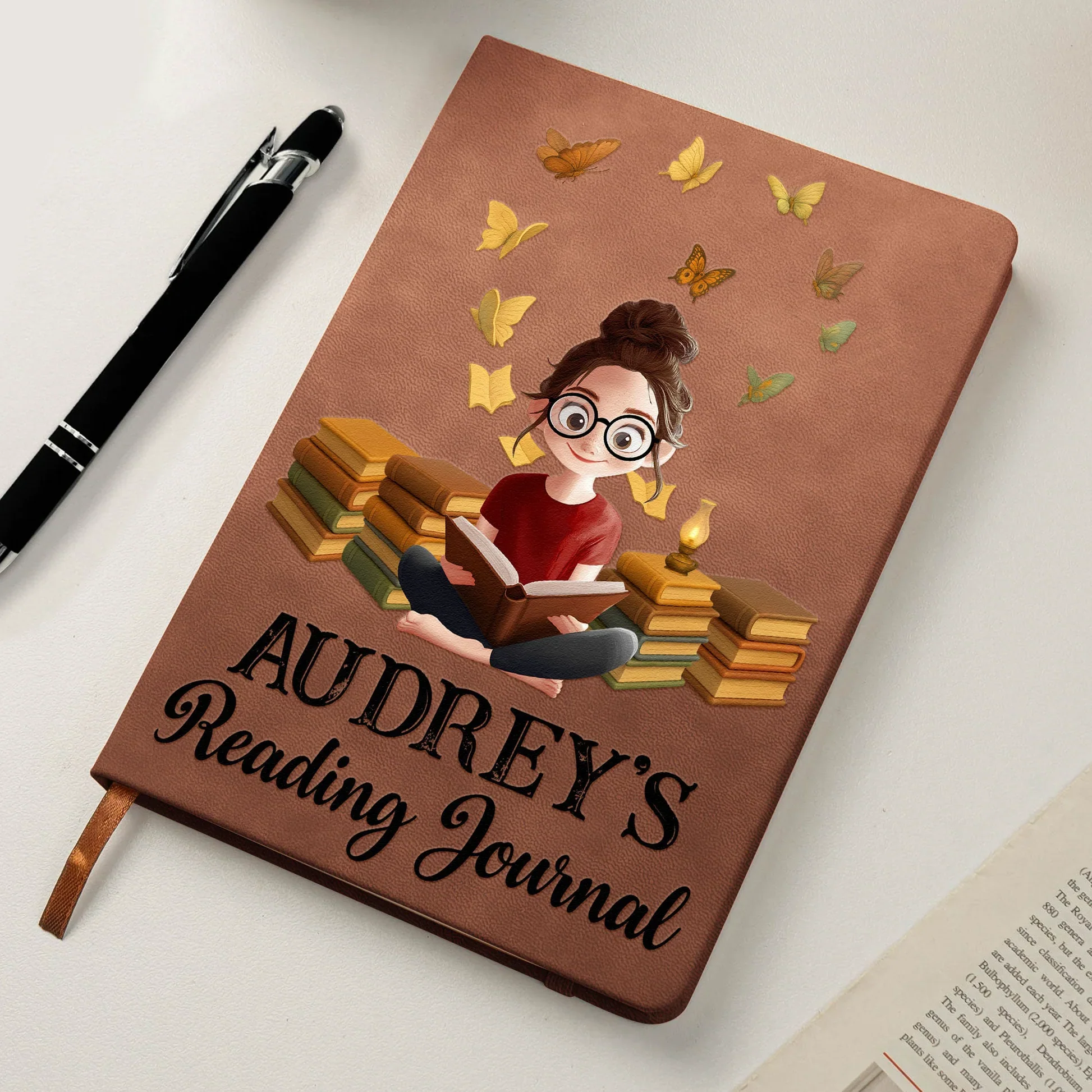 Reading Journal Leather Journal, Personalized Name Cover, Cozy Bookish Gift for Her and Avid Readers - Image 6