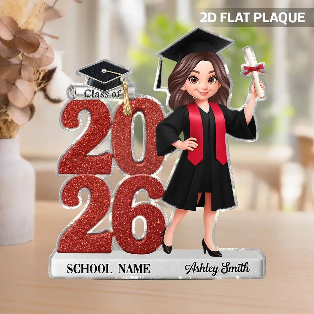 Personalized Shaped Acrylic Block Plaque Graduation Decor, Cute Cartoon Grad Holding Diploma, Unique Gift - Image 6