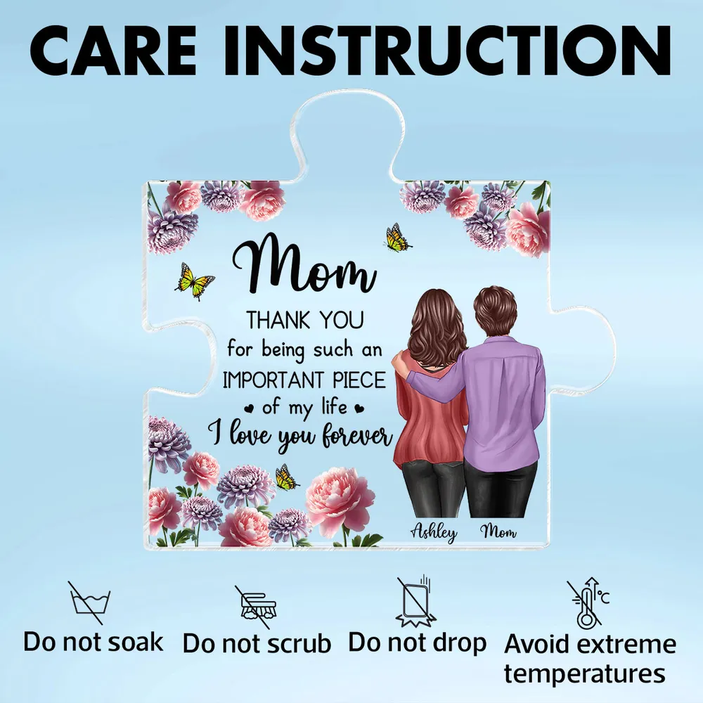 Personalized Shaped Acrylic Block Plaque for Mom, Puzzle Piece Love Quote, Floral Butterfly Design, Unique Gift - Image 5