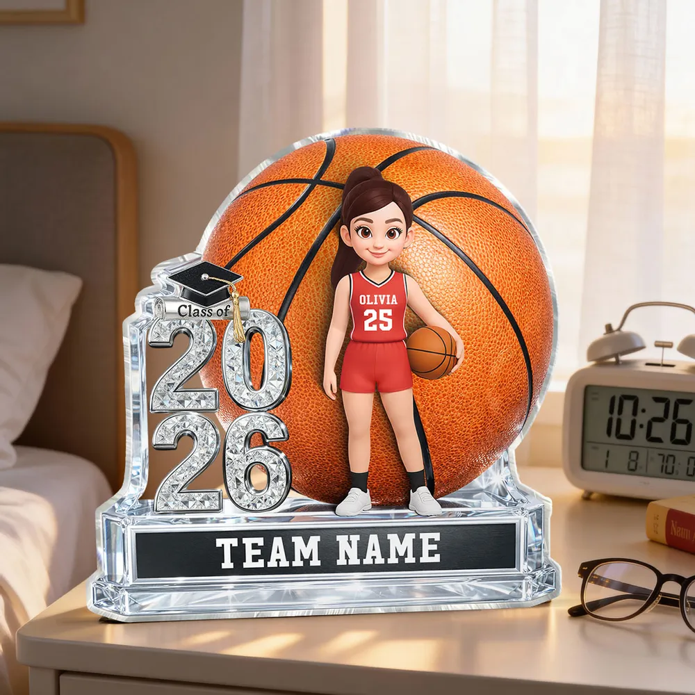 Personalized Basketball Graduation Shaped Acrylic Block Plaque, Class of Keepsake, Unique Gift for Senior Athletes - Image 2