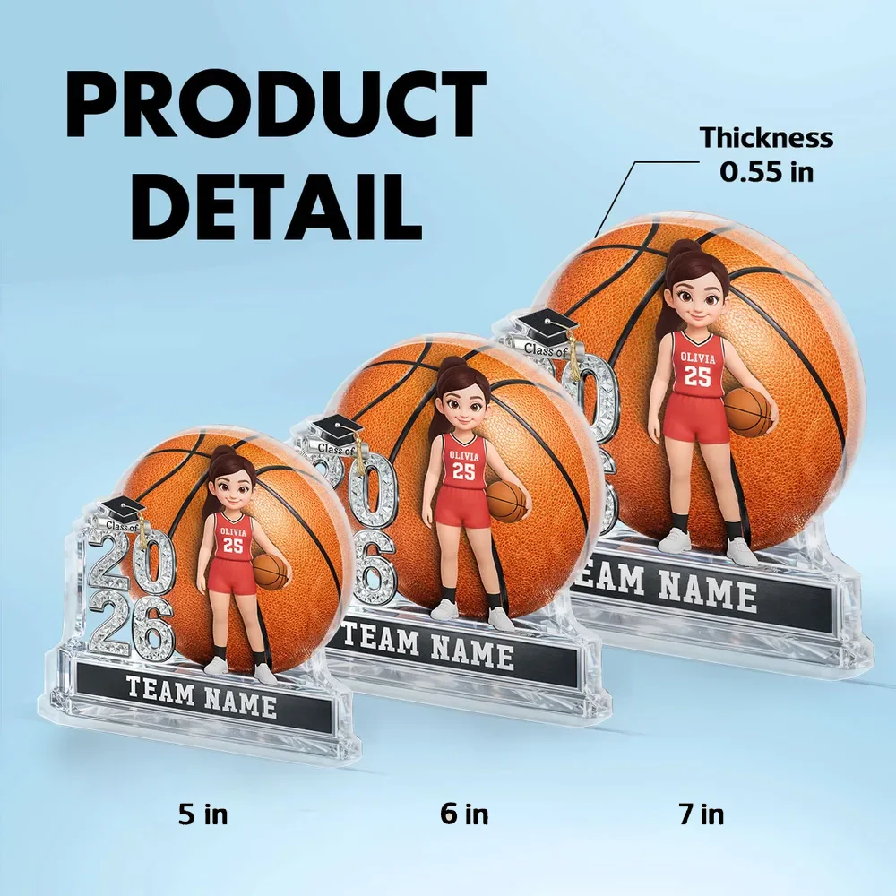 Personalized Basketball Graduation Shaped Acrylic Block Plaque, Class of Keepsake, Unique Gift for Senior Athletes - Image 4