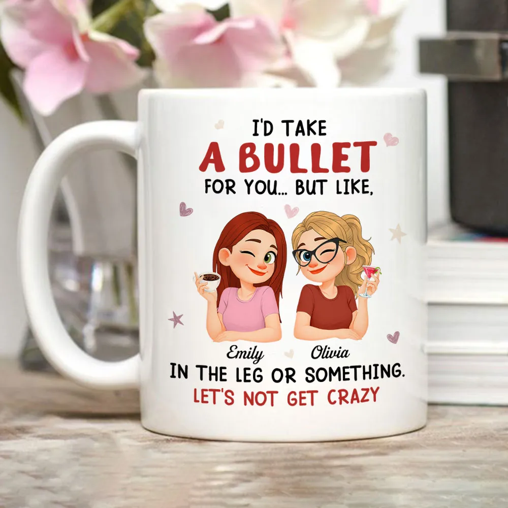 Personalized Best Friend Ceramic Mug Funny 'Let's Not Get Crazy' Cute Cartoon Coffee Gift for Bestie Coworker - Image 5