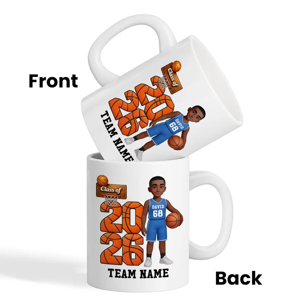 Class of Basketball Two-Tone Mug, Personalized Team Spirit Design - Daily Coffee Keepsake Gift For Son Or Daughter - Image 3