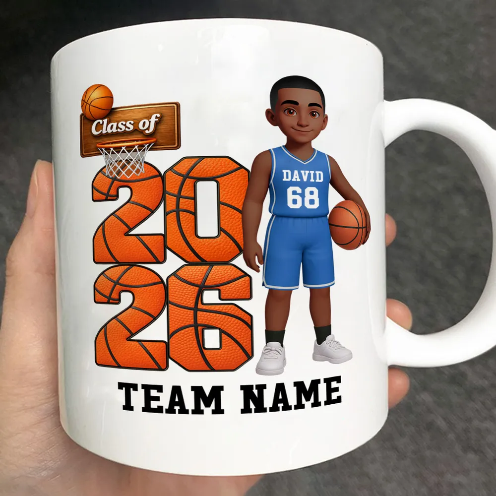 Class of Basketball Two-Tone Mug, Personalized Team Spirit Design - Daily Coffee Keepsake Gift For Son Or Daughter - Image 6
