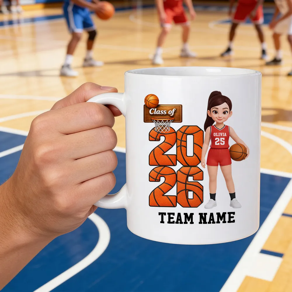 Class of Basketball Two-Tone Mug, Personalized Team Spirit Design - Daily Coffee Keepsake Gift For Son Or Daughter - Image 7