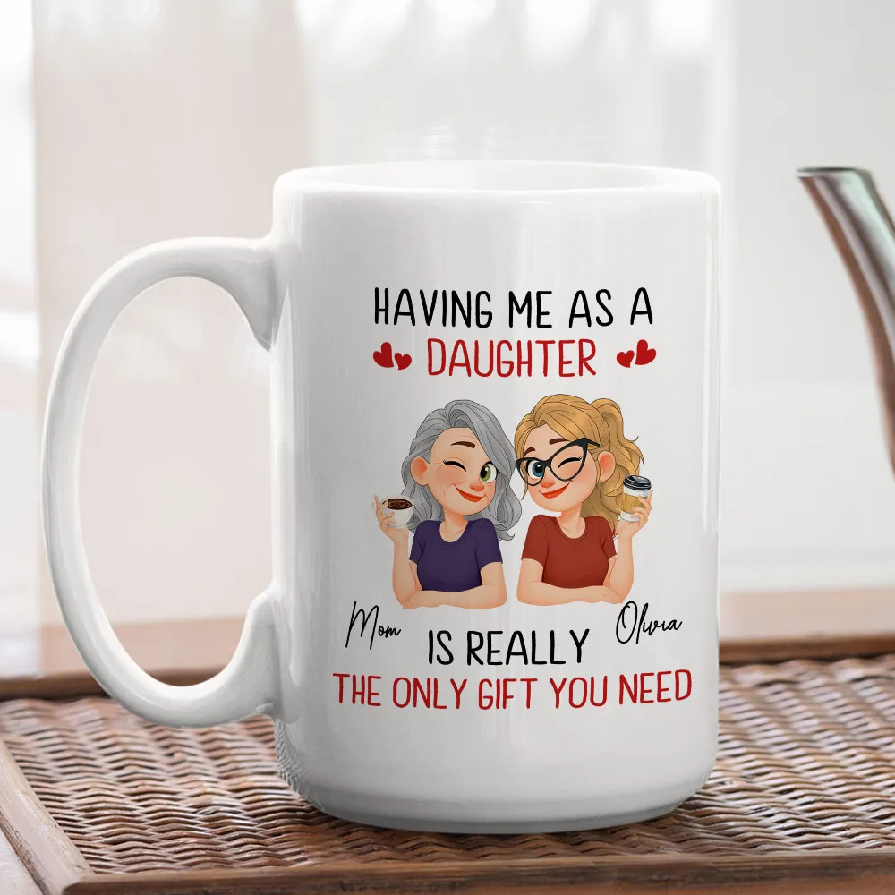 Personalized Mother Daughter Coffee Ceramic Mug, Cute Winking Cartoon Design, Unique Gift For Mom From Daughter - Image 6
