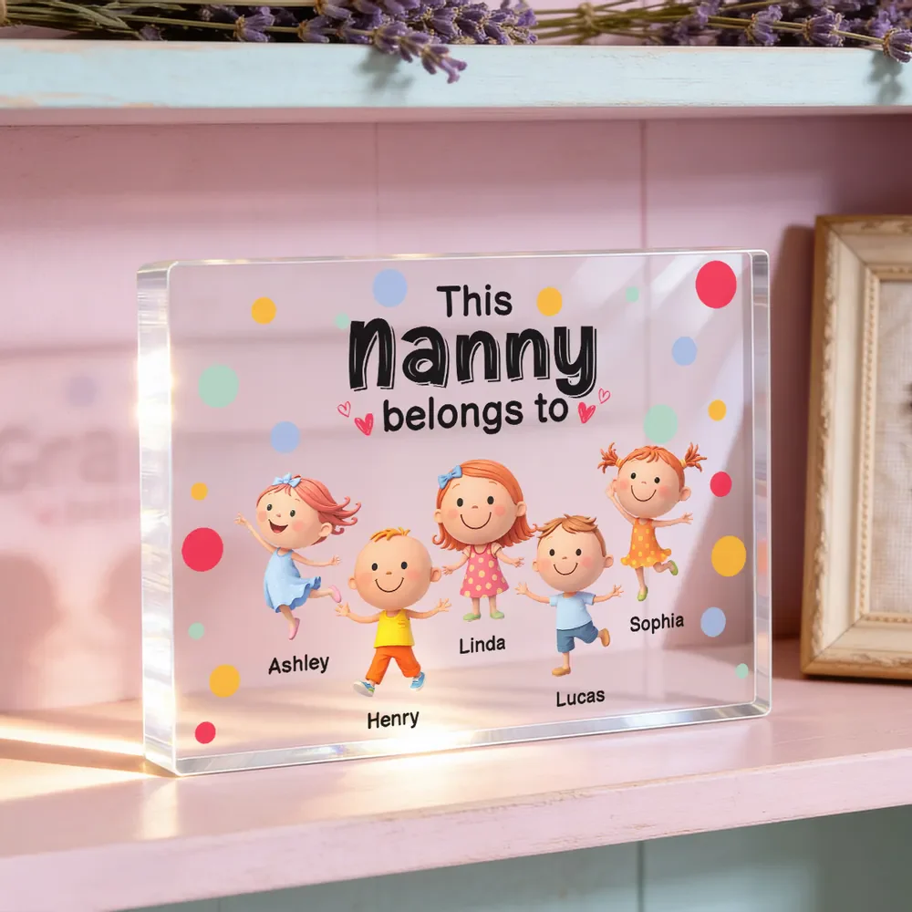 Personalized Rectangle Acrylic Block Plaque 'This Nanny Belongs To' Cute Grandkids Desk Decor - Unique Gift for Grandma - Image 4