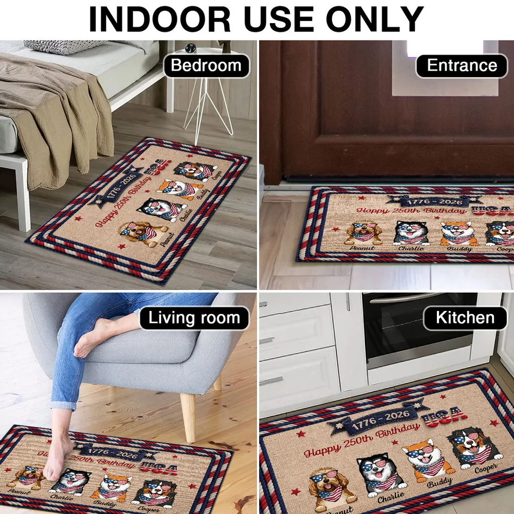 Personalized USA 250th Birthday Dog Standard Doormat for Entryway - Custom Pet Gift Idea with Patriotic Style - Image 8