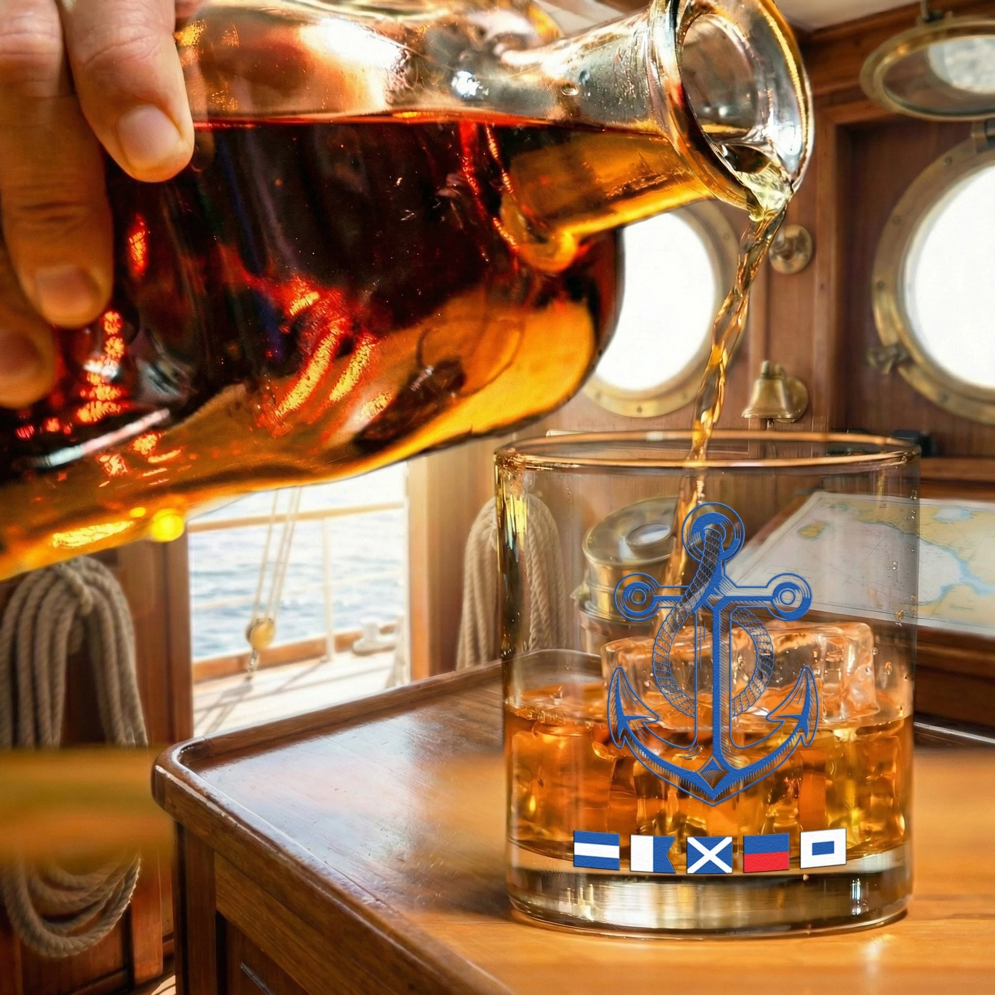 Personalized Nautical Flags Whiskey Glass with Anchor Design for Whiskey Lovers - Unique Sailor Gift for a Classy Home Bar - Image 6
