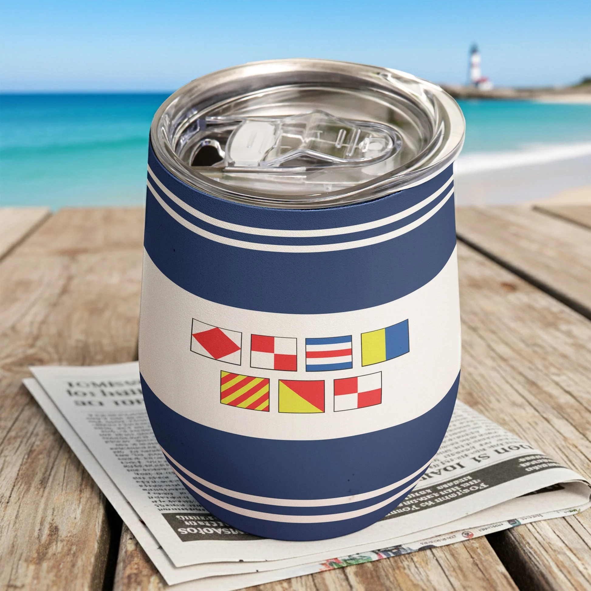 Personalized Nautical Signal Flags Eggshell Cup for Beach Days - Unique Stylish Gift for Boat & Travel Lovers - Image 2