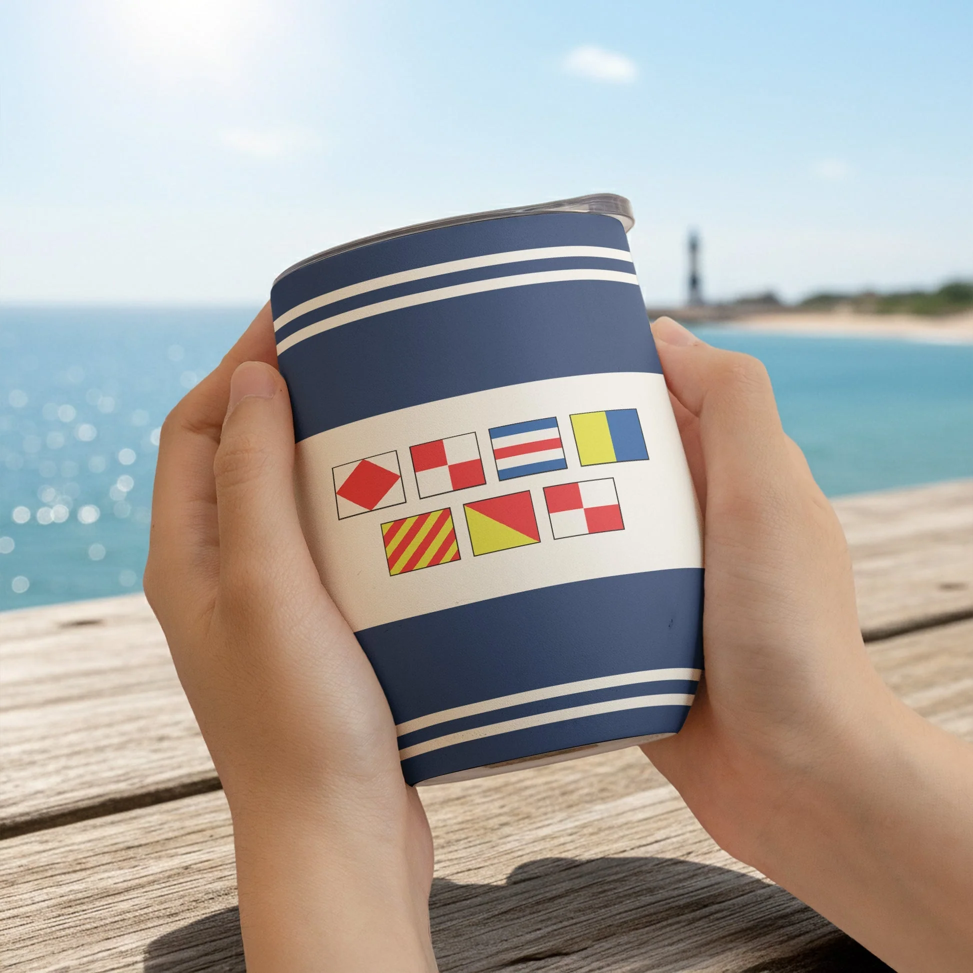 Personalized Nautical Signal Flags Eggshell Cup for Beach Days - Unique Stylish Gift for Boat & Travel Lovers - Image 3