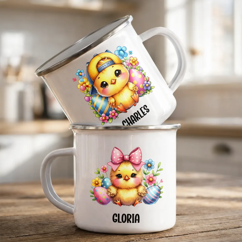 Watercolor Bunny Enamel Mug, Personalized Name Keepsake for Cozy Sips, Adorable Easter Season Gift for Family - Image 2