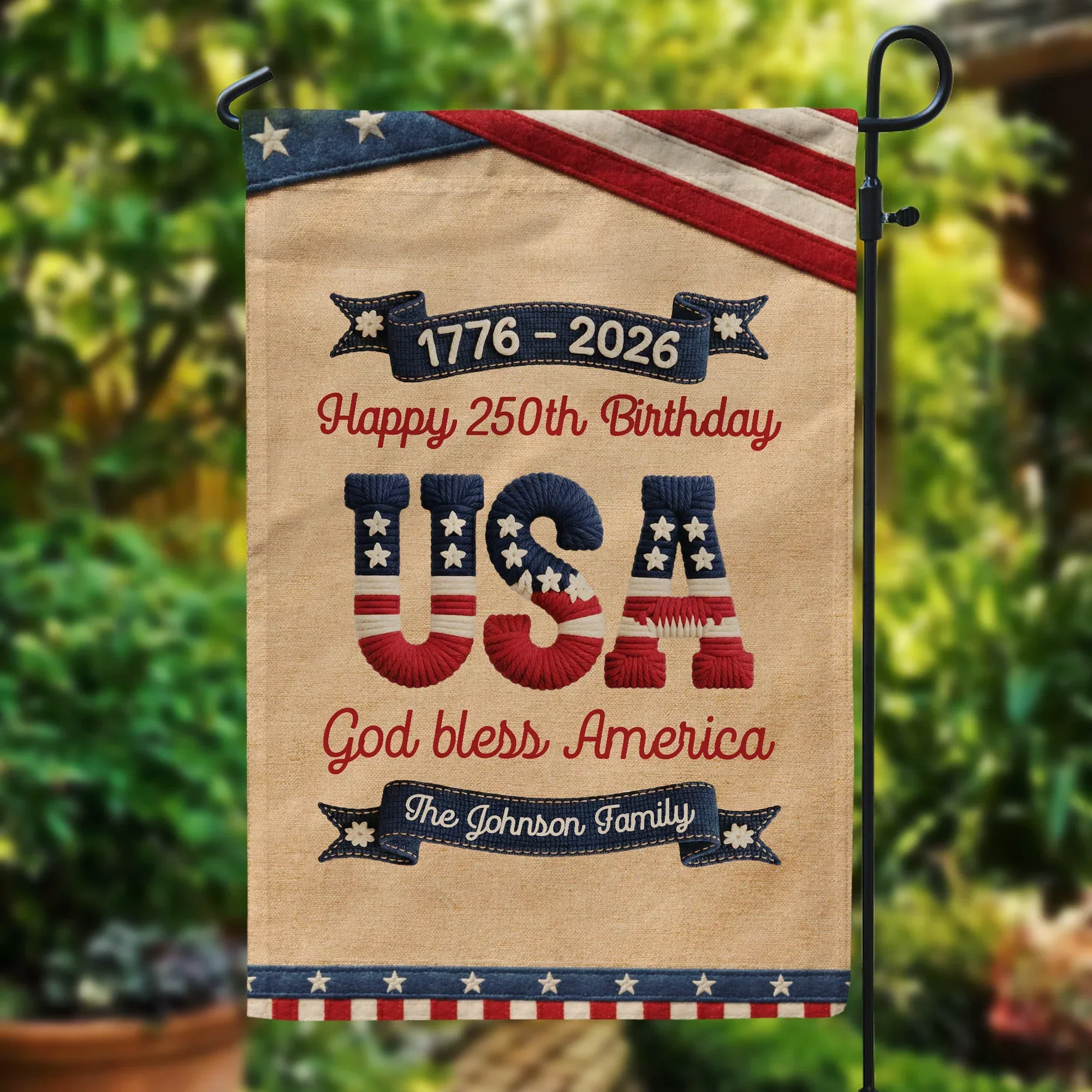 Personalized USA 250th Anniversary Garden Flag, Patriotic Yard Display, Unique Creative Gift for Family - Image 4