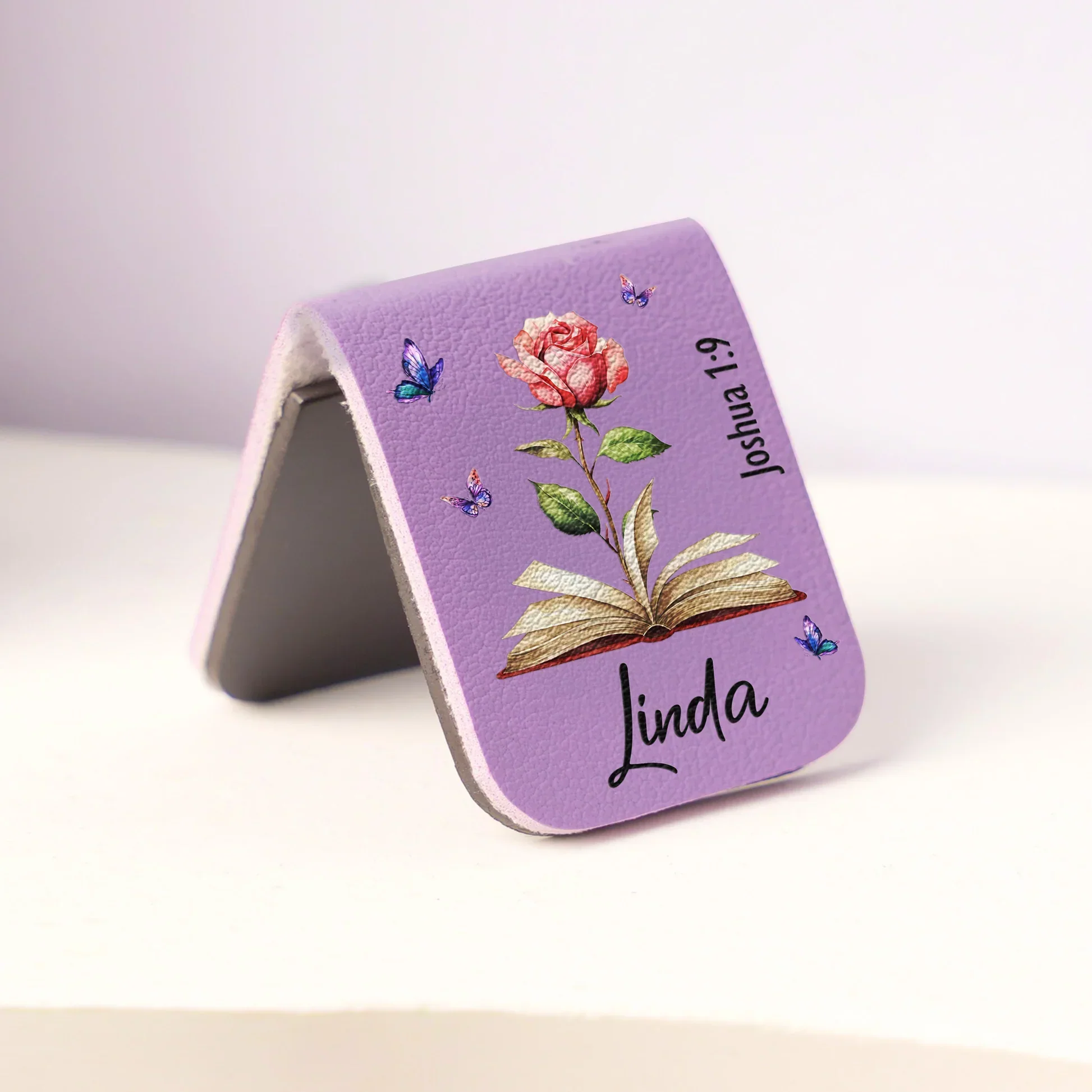 Floral Bible Verse Inspired Personalized Leather Magnetic Bookmark, Calm Faithful Touch, Unique Gift for Mom or Friend - Image 3