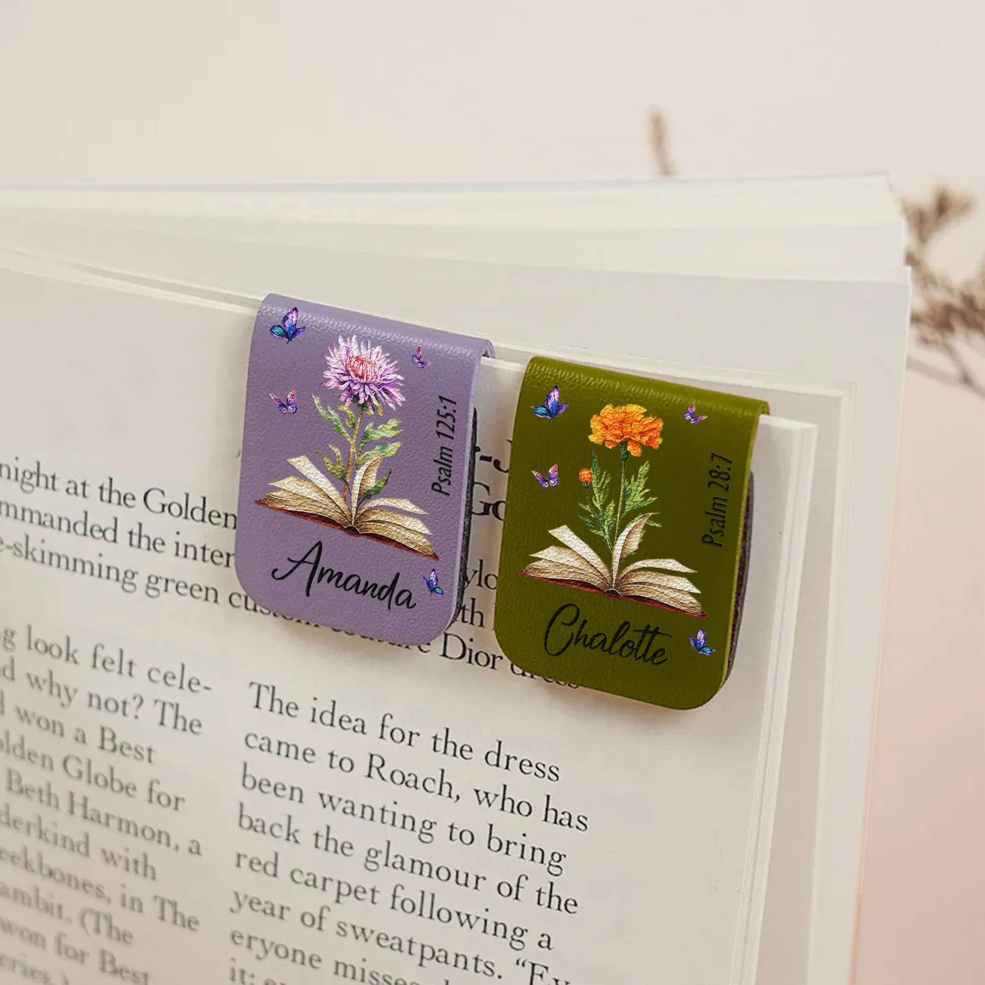 Floral Bible Verse Inspired Personalized Leather Magnetic Bookmark, Calm Faithful Touch, Unique Gift for Mom or Friend - Image 5