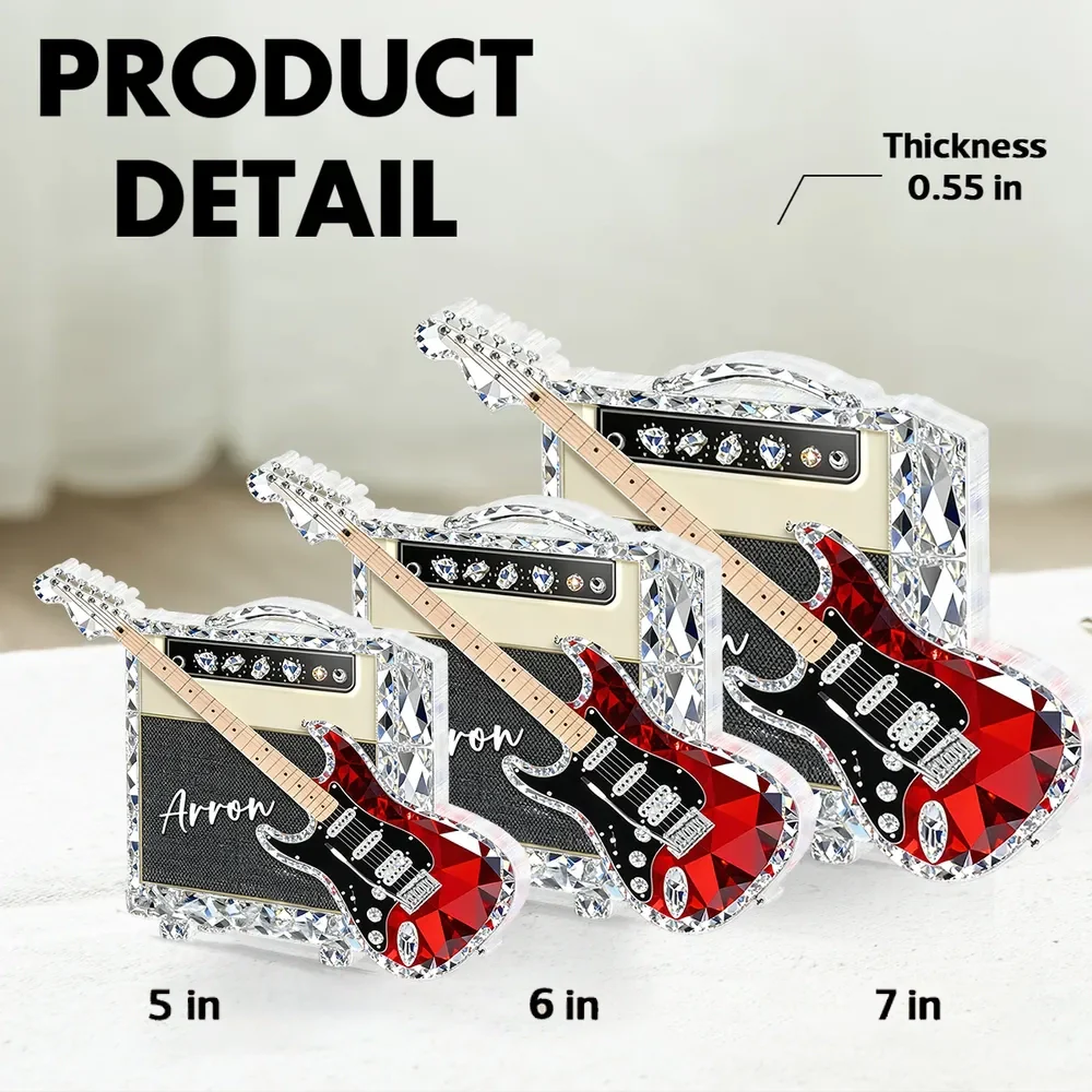 Personalized Guitar Shaped Acrylic Block Plaque, Amp and Electric Guitar Shelf Decor, Unique Gift for Music Lovers - Image 7
