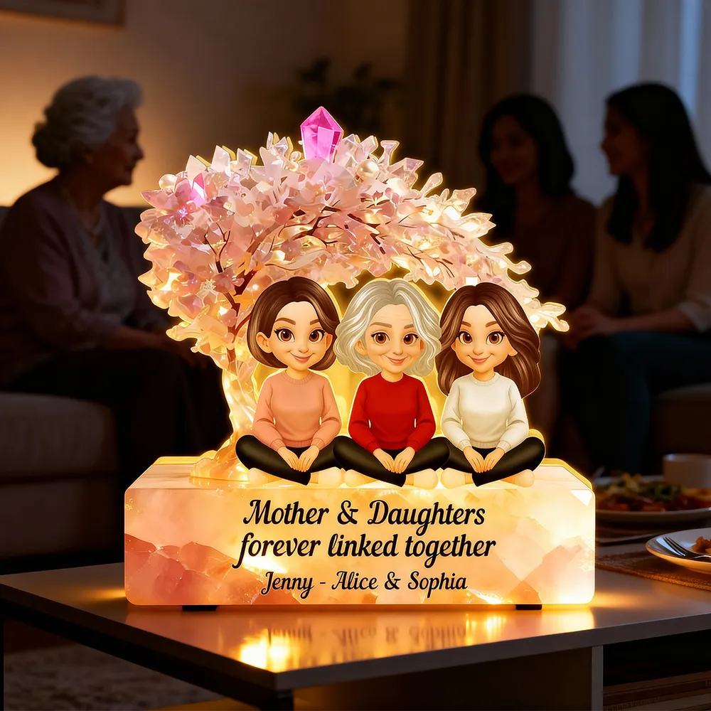 Personalized Acrylic Light Box Mother and Daughters Sitting Together Warm Glow Keepsake, Unique Gift for Mom - Image 8