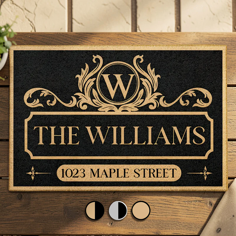 Personalized Standard Doormat with Vintage Family Monogram and Address Look for a Unique Housewarming Gift