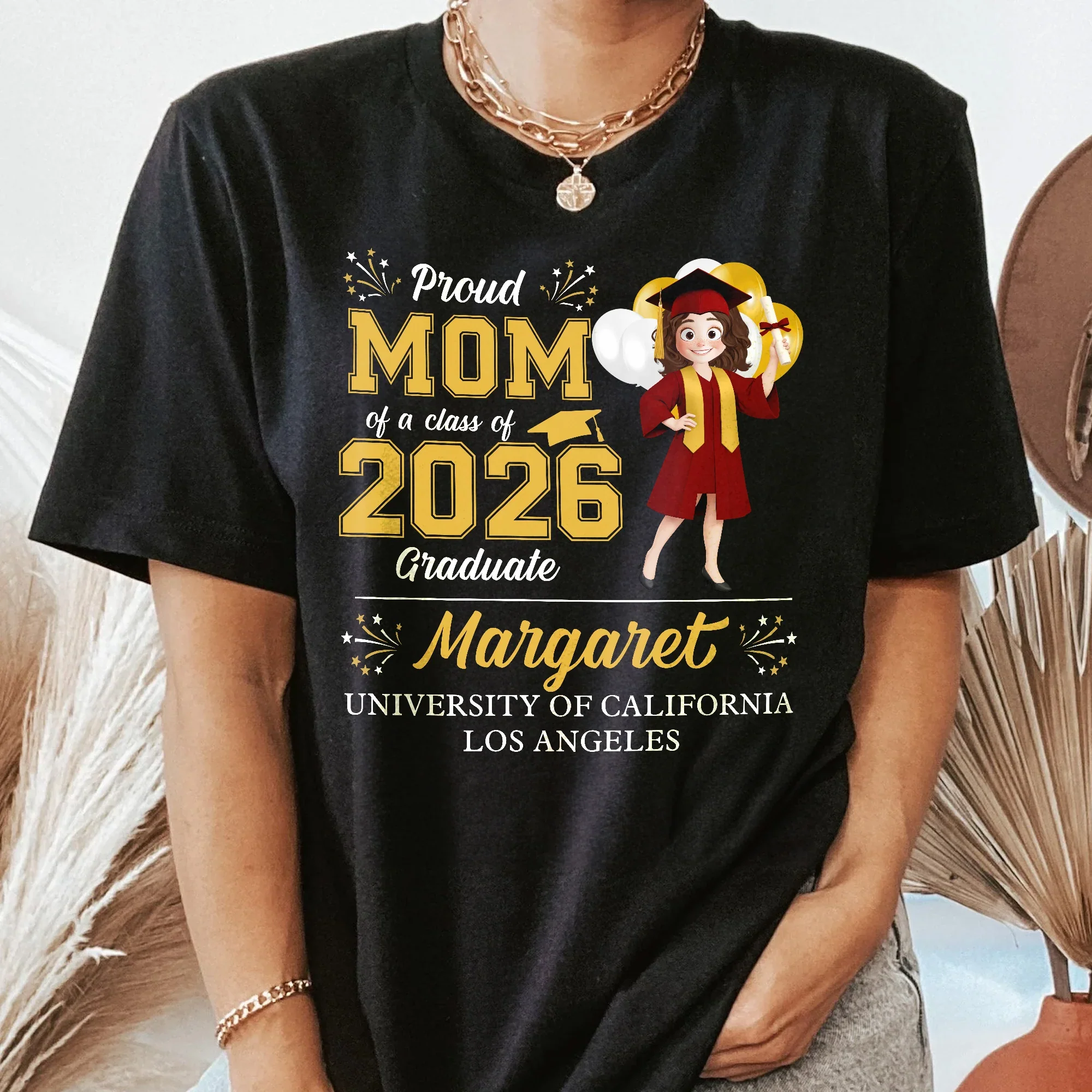 Personalized Graduation Family Matching Classic Tee, Proud Mom Dad Grandma Shirt for Campus Photos, Unique Gift - Image 5