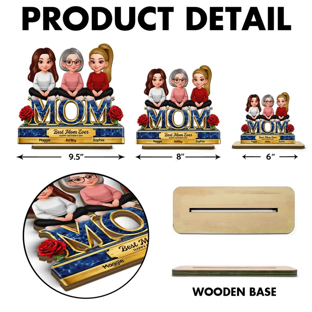 Personalized 2-Layer Wooden Plaque Best Mom Ever Design for Mother's Day, Sweet Family Keepsake, Unique Gift for Mom - Image 4