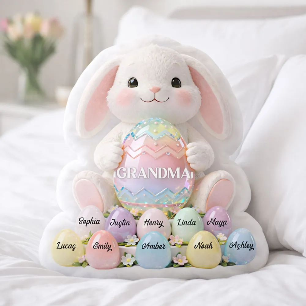Grandma Easter Bunny Shaped Pillow, Personalized Keepsake With Pastel Egg Art, Sweet Home Decor Gift for Grandma - Image 6
